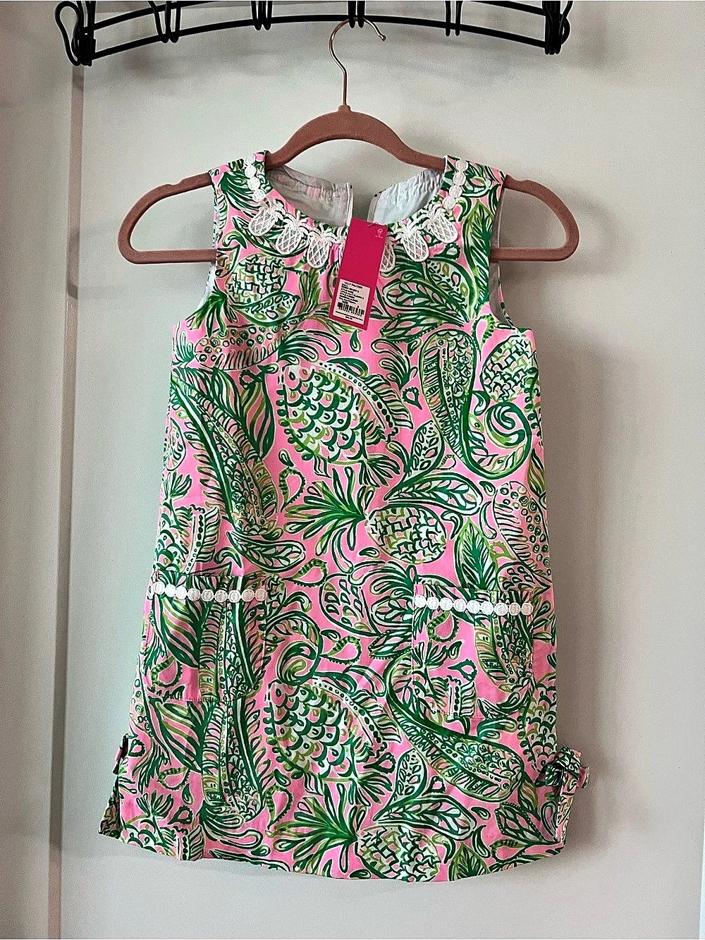 Lilly Pulitzer Girls Christina Dress Floral Dress Pink & Green Size 7